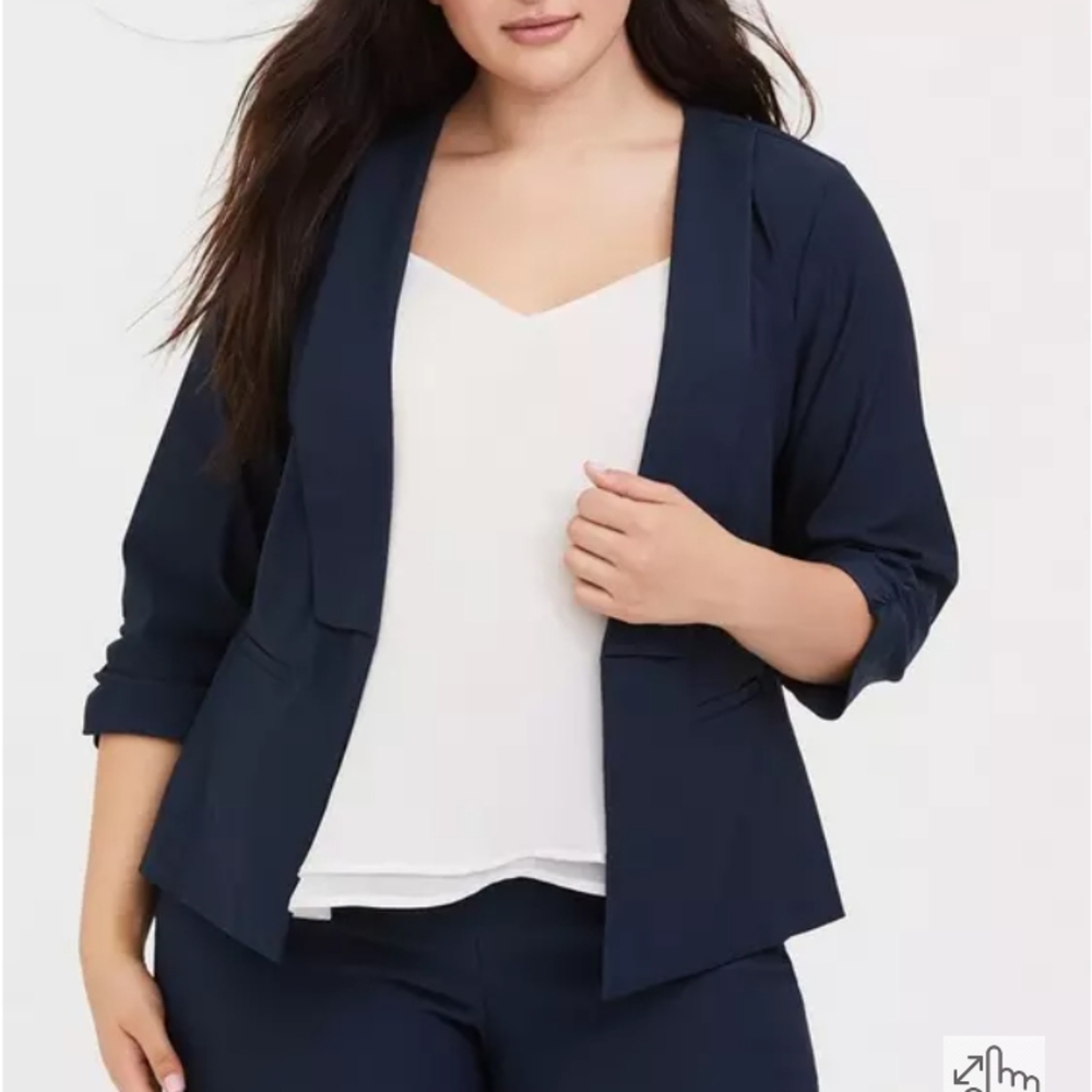 Torrid Blue Blazer Open Front Relaxed Fit